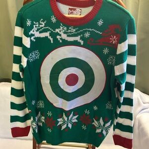 Party City Festive Green and Red Crewneck Sweater